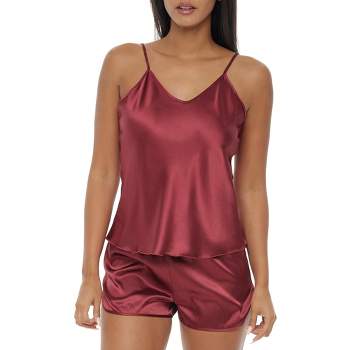 Cheibear Womens 4pcs Sleepwear Pjs Satin Lingerie Cami With Shorts Robe  Pajama Set Red Small : Target