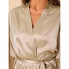 cheibear Women's Satin One Piece Pajama Silky 3/4 Sleeves Tie Waist Loungewear Robes - 4 of 4