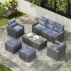 Coolbibila-6-Piece Wicker Patio Furniture Set, Sofa Set With Coffee Table, Modern Patio Furniture Set with Ottomans And Removable Cushions - 2 of 4