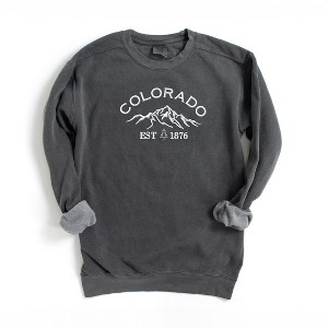 Simply Sage Market Women's  Garment Dyed Graphic  Embroidered Sweatshirt Colorado Mountains - 1 of 3