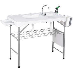42.5'' Folding Fish Cleaning Table Portable Camping Sink with Foldable Faucet, Drainage Hose, Sprayer - 1 of 4