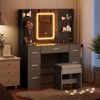 Vanity Desk with Mirror, Light, Chiar and Power Outlet, Makeup Table with 7 Drawers, 3 Lighting Modes Brightness - 2 of 4