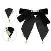 INSPIRE CHIC Women's Ribbon Bow Ties Velvet Solid Color Rhinestone Wings Bow Brooch - 3 of 4