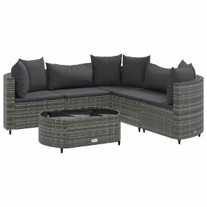 vidaXL Patio Sofa Set with Cushions Lounge Setting Outdoor Furniture Poly Rattan - Gray 5 Piece - 1 of 4