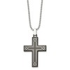 Black Bow Jewelry Stainless Steel, Black Plated & Laser Etched Cross Necklace, 24 Inch - 2 of 4