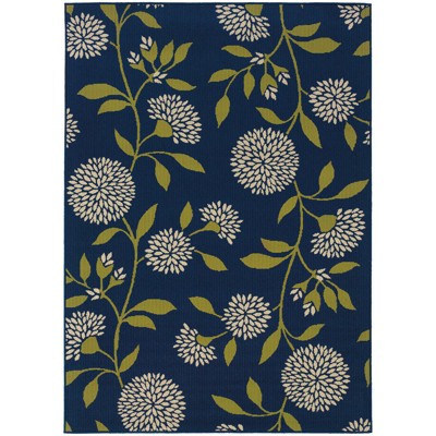 Cozumel Floral Patio Rug Blue/Green