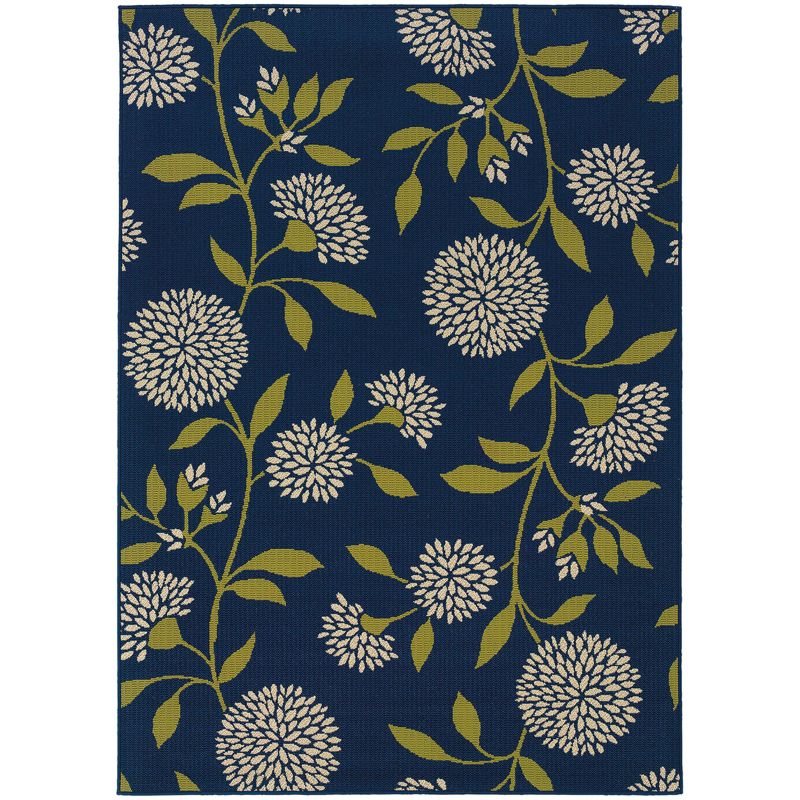 Cozumel Floral Patio Rug Blue/Green, 1 of 5