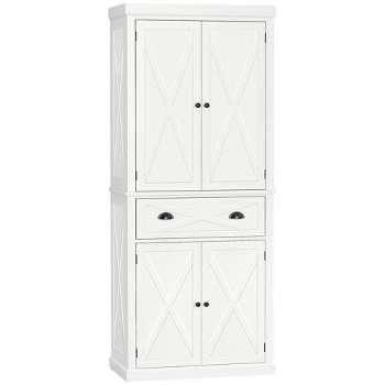 HOMCOM 71 in. White Freestanding Kitchen Pantry with 4-Doors, and 2-Large Cab