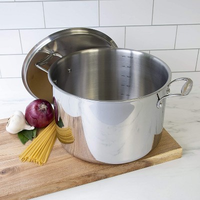 16 Quart Polished Stainless Steel Stock Pot with Lid
