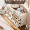 Rattan Dresser with 6 Drawers, Tall Wood Chest of Drawers with Wide Top, Deep Storage Organizer for Bedroom Living Room Kids Room - 3 of 4