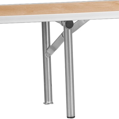Elegant Birchwood and Silver Metal Bar Top Riser, 72'' x 12''