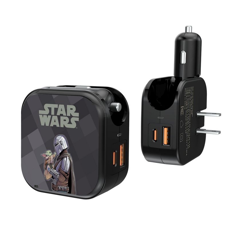 Keyscaper Star Wars: The Mandalorian Grogu and Din Djarin Color Block 2 in 1 USB A/C Charger, 1 of 2