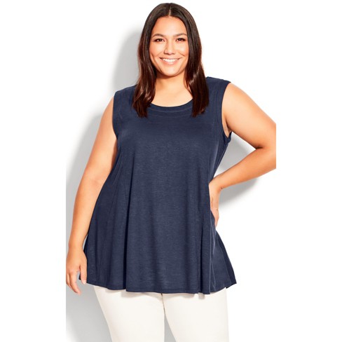 Avenue | Women's Plus Size Fit N Flare Tank - Navy - 22w/24w : Target