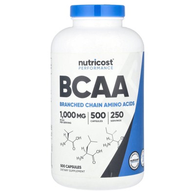 Nutricost BCAA, 1,000 mg, 500 Capsules (500 mg per Capsule)
