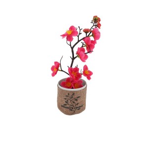 Unique Bargains Artificial Plants Golden Plum Blossom in Cloth Pot Plastic 4.72"x4.72"x11.42" 1 Pcs - 1 of 4