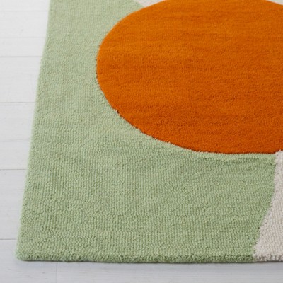 Green and Black Hand-Tufted Wool Abstract Area Rug