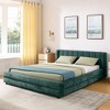 Queen Size Upholstered Bed Frame, Thick Chenille Fabric, Button-Tufted Headboard, Under-Bed Storage Drawer,Beige-- Frevyn - 3 of 4