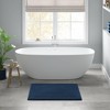 NAYSAYE Bath Rug 17" x 24" Plush Soft 100 Percent Cotton Reversible Dense Absorbent Non Slip for Bathroom, Navy Blue - 2 of 4