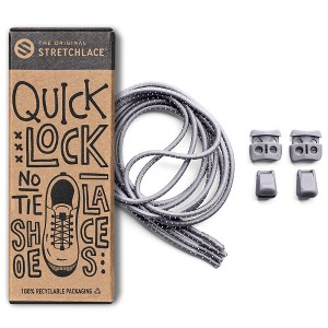 The Original Stretchlace Quick Lock No-Tie Elastic Shoelaces – Grey Adjustable Shoe Laces (1 Pair) - 1 of 4
