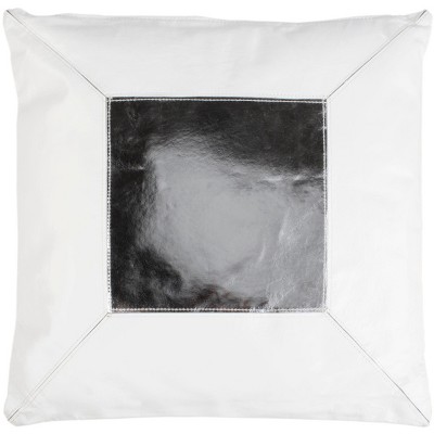 Tinsley Cowhide Pillow - White/Silver - 20" X 20"  - Safavieh