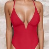 Women's Striking Red Plunge One-Piece Swimsuit with Criss-Cross Back - Cupshe - 4 of 4