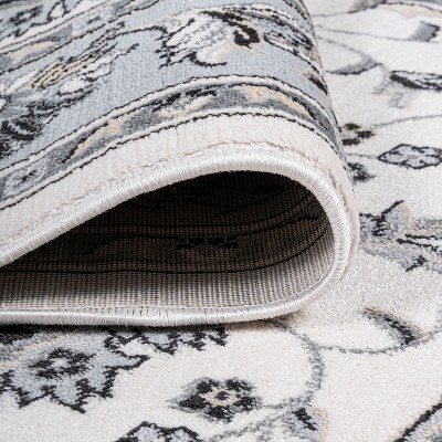 Elegant Cream/Light Gray Synthetic Cottage Rug 4' x 6'