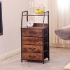 KTMBDW Nightstand with 4 Drawers, 33.4 Inch Tall Bedside Table with 2-Tier Display Shelf, Side Table for Bedroom, living room, Brown - 2 of 4