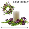 AuldHome Design Greenery Candle Wreaths, 2pk; Holiday Seasonal and Wedding Decor Candle Rings - 3 of 4