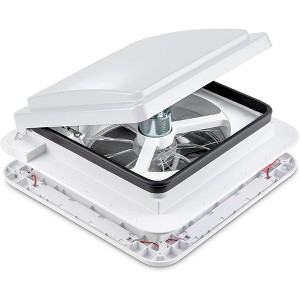Hike Crew 11” RV Roof Vent Fan, 12V Manual Camper Fan with 3-Speeds & LED Light - White Lid - 1 of 4