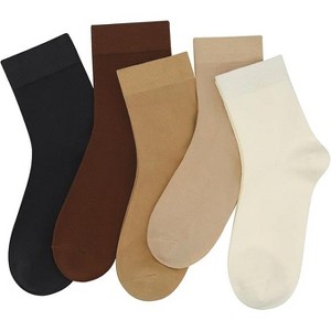 SERISIMPLE Women Thin Viscose Bamboo Socks Crew Lightweight Above Ankle Casual Dress Sock 5 Pairs - 1 of 4