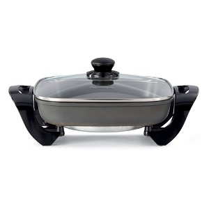 Kenmore 12x12" Non-Stick Electric Skillet with Glass Lid - Black/Gray: Cast Iron, Plug-In, Temperature Control, 1350W - 1 of 4