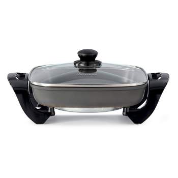 Kenmore 12x12" Non-Stick Electric Skillet with Glass Lid - Black/Gray