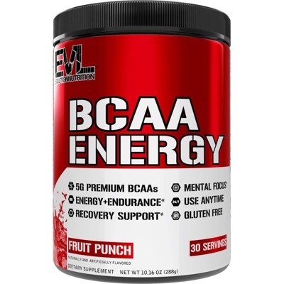 EVLution Nutrition BCAA Energy Saving 30 Servings Powder - Fruit Punch - 10.16oz