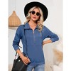 Women's Casual Long - Sleeve Collared Half - Zip Pullover Sweatshirt, Comfortable Top for Daily and Sports Wear - 4 of 4