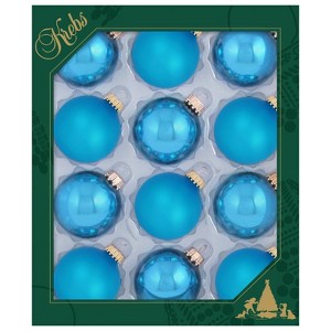 Christmas By Krebs - 50mm / 2" Designer Glass Baubles [12 Pieces] - Robin's Egg - 1 of 2