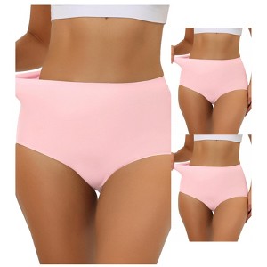 Allegra K Women's Elastic High Waist Unlined Breathable No-Show Hipster Underwear 3 Packs - 1 of 4