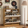 NicBex Shoe Cabinet with 4 Flip Drawers,Freestanding Shoe Organizer with Wooden Handle and Anti-tip Fitting for Hallway,Entryway - 2 of 4