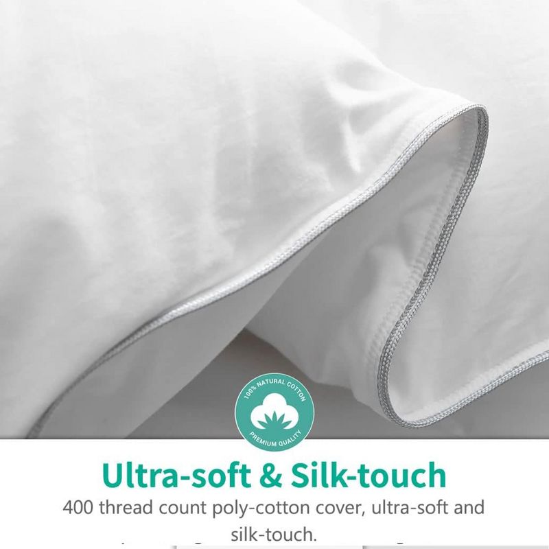 APSMILE King Size Heavyweight Feathers Down Comforter with Ultra Soft Poly Cotton for Bedding Duvets with Down Comforters, White, 2 of 7