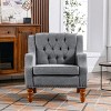 Linen Accent Chair with Tufted Back,Mid Century Modern Armchair with Solid Wood Legs,Tufted Armchair for Living Room or Bedroom-Koiai - 2 of 4