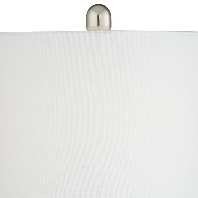 Brushed Nickel 24" Table Lamps with White Drum Shades, Set of 2