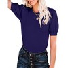 Women's Short Sleeve Sweater Tops 2025 Spring Summer Trendy Crew Neck Casual T Shirts Blouses,Navy Blue - L - 3 of 4