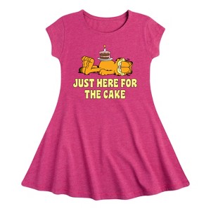 Girls' - Garfield - Just Here For Cake Fit & Flair Cap Sleeve Dress - 1 of 2