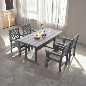 TiramisuBest 5-Piece Patio Furniture Set for 4 - 51" Table & Chairs, for Garden/Backyard/Lawn/Poolside (Black) - 1 of 4