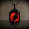 Gothic Bat Glass Pendant Necklace With Rope Chain For Punk Witch Victorian Jewelry Accessories - 3 of 4