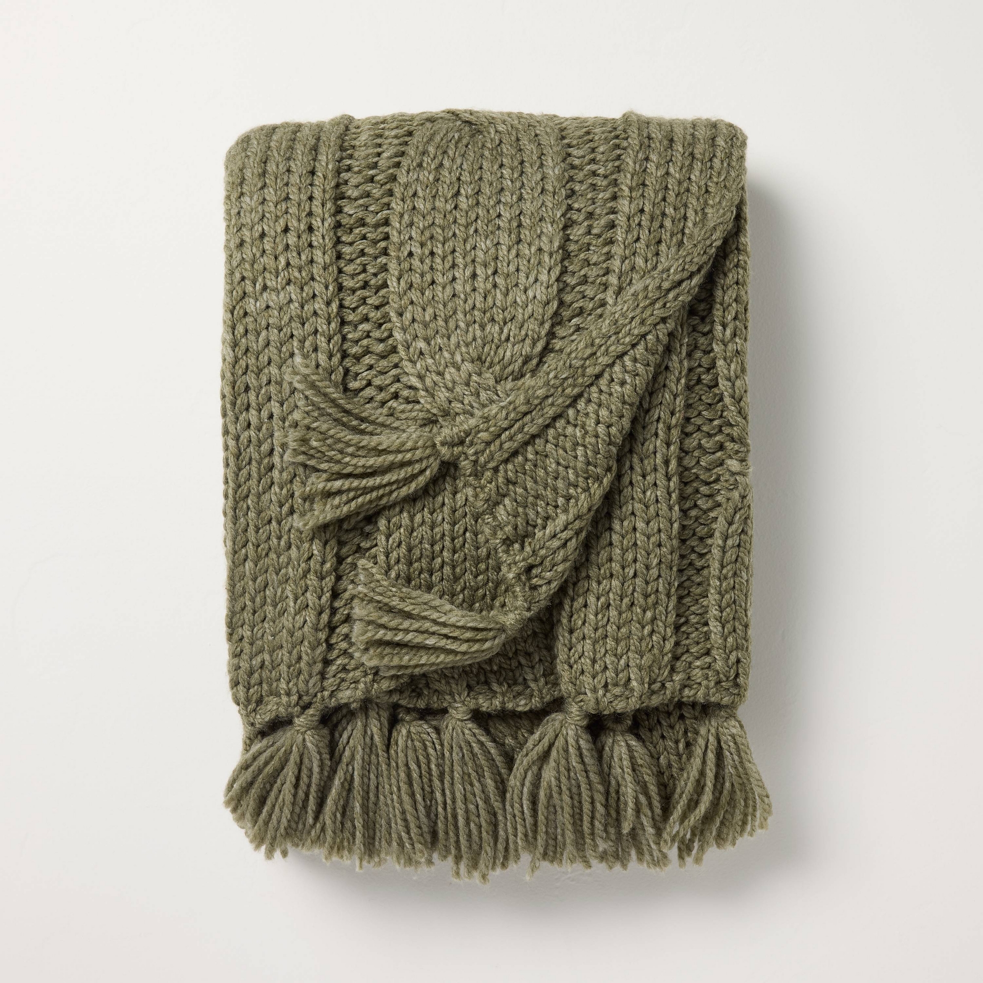 Oversized Cozy Knit Throw Blanket Green - Hearth & Hand™ with Magnolia