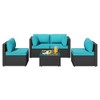 Celebalcony 5-piece black rattan sofa seating set (with cushions) Light Blue - 2 of 4