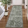 Washable Area Rug - Low Pile, Non-Slip, Floral Boho Design, Soft Faux Wool, Durable & Easy Care,9*12ft, Green - 2 of 4