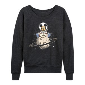 Women's - Disney - It's A Small Moon Lightweight French Terry Wide Neck Long Sleeve Graphic Shirt - 1 of 4