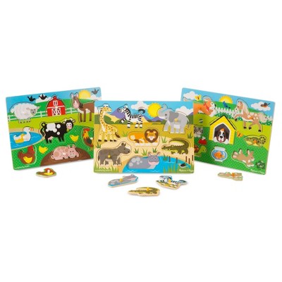 Melissa And Doug Zoo Animals Wooden Peg Sound Puzzle 8pc : Target