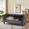 63" Velvet End Of Bed Storage Bench King Size,Rolled Armstorage Ottoman Bench,Crystal Button Tufted Ottoman For Living Room-Cuddlewood - 3 of 4